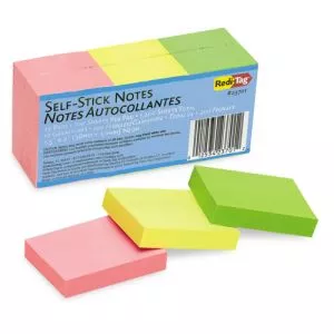Self-Stick Notes, 1.5" x 2", Assorted Neon Colors, 100 Sheets/Pad, 12 Pads/Pack-RTG23701