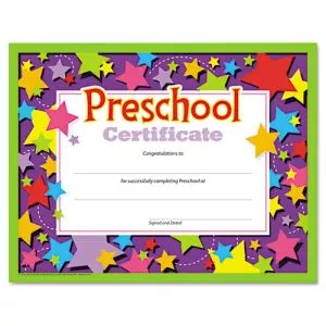 Colorful Classic Certificates, Preschool Diploma, 11 X 8.5, Horizontal Orientation, Assorted Colors, 30/pack-TEPT17006