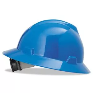 V-Gard Full-Brim Hard Hats, Ratchet Suspension, Size 6.5 to 8, Blue-MSA475368