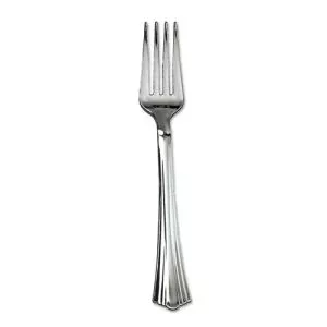 Heavyweight Plastic Forks, Reflections Design, Silver, 600/carton-WNA610155