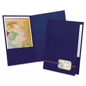 Monogram Series Business Portfolio, Cover Stock, 0.5" Capacity, 11 X 8.5, Blue With Embossed Gold Foil Accents, 4/pack-OXF04162