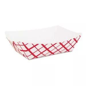 Paper Food Baskets, 2 lb Capacity, Red/White, Paper, 1,000/Carton-SCH0417