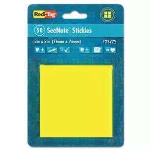 SeeNotes Stickies , 3" x 3", Neon Yellow, 50 Sheets/Pad-RTG23772