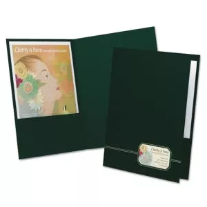 Monogram Series Business Portfolio, Premium Cover Stock, 0.5" Capacity, 11 X 8.5, Green W/embossed Gold Foil Accents, 4/pack-OXF04164