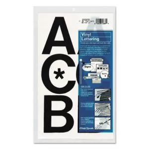Press-On Vinyl Uppercase Letters, Self Adhesive, Black, 3"h, 50/pack-CHA01070