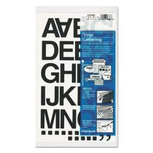 Press-On Vinyl Letters and Numbers, Self Adhesive, Black, 1.5"h, 37 Letters and Numbers-CHA01040