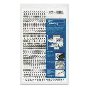 Press-On Vinyl Letters and Numbers, Self Adhesive, Black, 0.25"h, 610/Pack-CHA01000