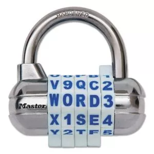 Password Plus Combination Lock, Hardened Steel Shackle, 2.5" Wide, Chrome/Assorted-MLK1534D