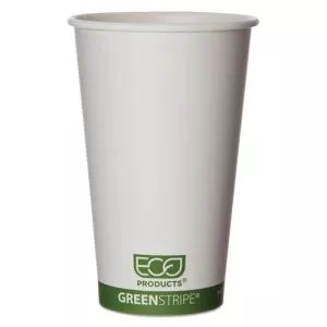 GreenStripe Renewable and Compostable Hot Cups, 16 oz,  50/Pack, 20 Packs/Carton-ECOEPBHC16GS