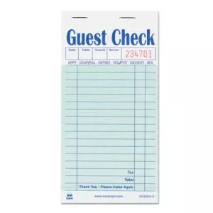 Guest Check Pad, 17 Lines, Two-Part Carbon, 3.5 x 6.7, 50 Forms/Pad, 50 Pads/Carton-RPPGC60002