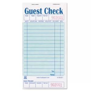 Guest Check Pad with Ruled Back, 15 Lines, One-Part (No Copies), 3.5 x 6.7, 50 Forms/Pad, 50 Pads/Carton-RPPGC36321