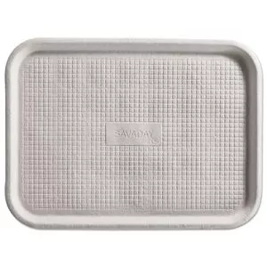 Savaday Molded Fiber Flat Food Tray, 1-Compartment, 16 x 12, White, Paper, 200/Carton-HUH20803CT