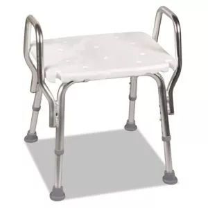 Shower Chair, Backless, Supports Up To 350 Lb, 16" To 20" Seat Height, White/aluminum-BGH52217351900