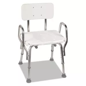 Shower Chair, Supports Up To 350 Lb, 16" To 20" Seat Height, White/silver-BGH52217331900