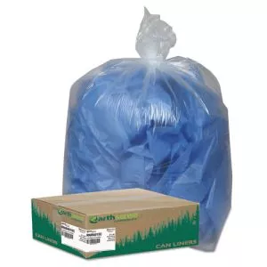 Linear Low Density Clear Recycled Can Liners, 33 gal, 1.25 mil, 33" x 39", Clear, 10 Bags/Roll, 10 Rolls/Carton-WBIRNW4015C