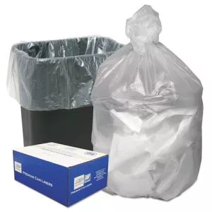 Can Liners, 16 gal, 8 microns, 24" x 33", Natural, 50 Bags/Roll, 20 Rolls/Carton-WBIHD24338N