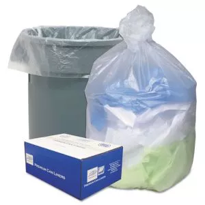 Can Liners, 60 gal, 14 microns, 38" x 60", Natural, 20 Bags/Roll, 10 Rolls/Carton-WBIHD386014N