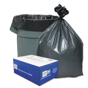 Can Liners, 45 gal, 1.55 mil, 39" x 46", Gray, 10 Bags/Roll, 5 Rolls/Carton-WBIPLA4870