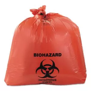 Healthcare Biohazard Printed Can Liners, 40-45 gal, 3 mil, 40" x 46", Red, 75/Carton-HERA8046ZR