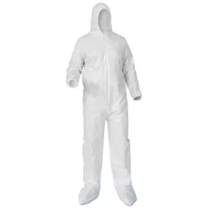 A35 Liquid And Particle Protection Coveralls, Zipper Front, Hood/boots, Elastic Wrists/ankles, 4x-Large, White, 25/carton-KCC38953
