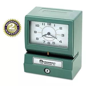 Model 150 Heavy-Duty Time Recorder, Automatic Operation, Month/date/1-12 Hours/minutes, Green-ACP012070411