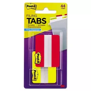 Solid Color Tabs, 1/5-Cut, Assorted Colors (Red and Yellow), 2" Wide, 44/Pack-MMM6862RY