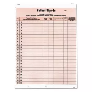 Patient Sign-In Label Forms, Two-Part Carbon, 8.5 x 11.63, Salmon Sheets, 125 Forms Total-TAB14530