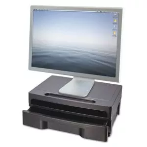 Monitor Stand With Drawer, 13.13" X 9.88" X 5", Black, Supports 40 Lbs-OIC22502