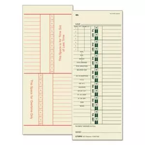 Time Clock Cards, Replacement For 10-800762, Two Sides, 3.5 X 9, 500/box-TOP1257