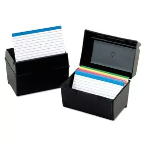Plastic Index Card File, Holds 500 5 X 8 Cards, 8.63 X 6.38 X 6, Black-OXF01581