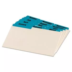 Manila Index Card Guides With Laminated Tabs, 1/3-Cut Top Tab, January To December, 4 X 6, Manila, 12/set-OXF04613