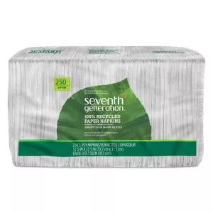 100% Recycled Napkins, 1-Ply, 11 1/2 X 12 1/2, White, 250/pack-SEV13713PK