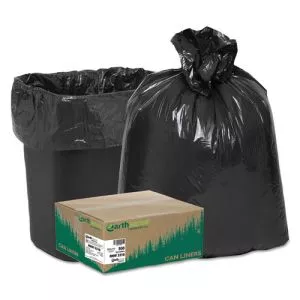Linear Low Density Recycled Can Liners, 16 gal, 0.85 mil, 24" x 33", Black, 25 Bags/Roll, 20 Rolls/Carton-WBIRNW3310