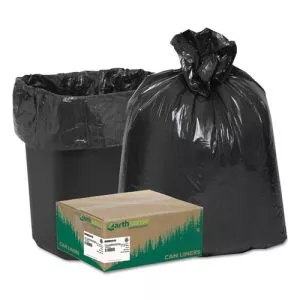 Linear Low Density Recycled Can Liners, 10 gal, 0.85 mil, 24" x 23", Black, 25 Bags/Roll, 20 Rolls/Carton-WBIRNW2410
