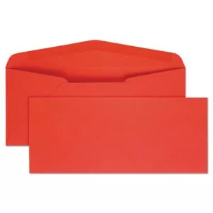 Colored Envelope, #10, Commercial Flap, Gummed Closure, 4.13 X 9.5, Red, 25/pack-QUA11134