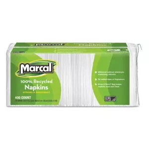 100% Recycled Luncheon Napkins, 11.4 X 12.5, White, 400/pack, 6pk/ct-MRC6506