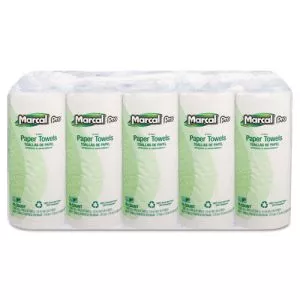 100% Premium Recycled Perforated Kitchen Roll Towels, 2-Ply, 11 x 9, White, 70/Roll, 15 Rolls/Carton-MRC610