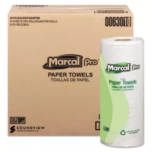 100% Premium Recycled Kitchen Roll Towels, 2-Ply, 11 X 9, White, 70/roll, 30 Rolls/carton-MRC630