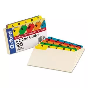 Manila Index Card Guides With Laminated Tabs, 1/5-Cut Top Tab, A To Z, 3 X 5, Manila, 25/set-OXF03514