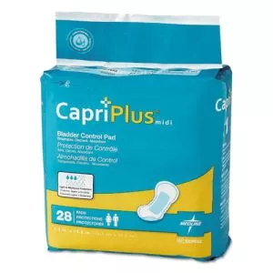 Capri Plus Bladder Control Pads, Extra Plus, 6.5" X 13.5", 28/pack, 6/carton-MIIBCPE02CT