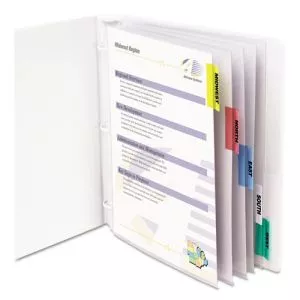 Sheet Protectors with Index Tabs, Assorted Color Tabs, 2", 11 x 8.5, 5/Set-CLI05550