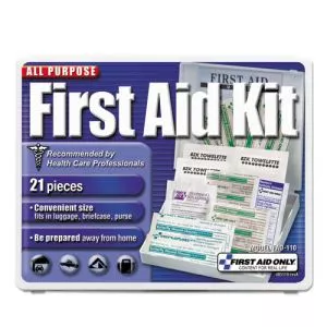 All-Purpose First Aid Kit, 21 Pieces, 4.75 X 3, Plastic Case-FAO110
