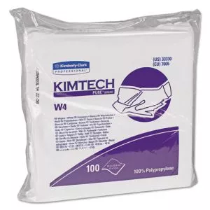 W4 Critical Task Wipers, Flat Double Bag, 12 x 12, Unscented, White, 100/Bag, 5 Bags/Carton-KCC33330