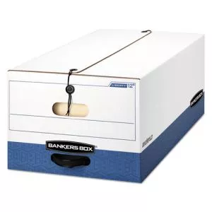Liberty Heavy-Duty Strength Storage Boxes, Legal Files, 15.25" X 24.13" X 10.75", White/blue, 12/carton-FEL00012