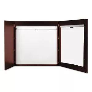 Conference Cabinet,  Porcelain Magnetic Dry Erase Board, 48 x 48, White Surface, Cherry Wood Frame-BVCCAB01010130