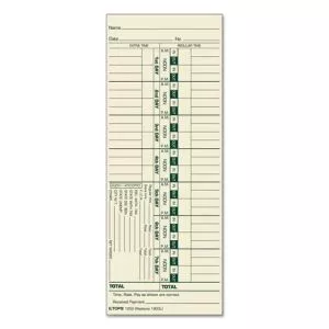 Time Clock Cards, Replacement For 1900l, One Side, 3.5 X 9, 500/box-TOP1252