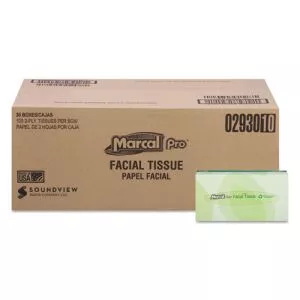 100% Recycled Convenience Pack Facial Tissue, Septic Safe, 2-Ply, White, 100 Sheets/box, 30 Boxes/carton-MRC2930