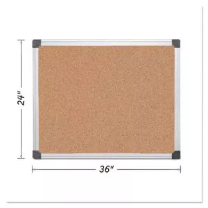 Value Cork Bulletin Board with Aluminum Frame, 24 x 36, Tan Surface, Silver Aluminum Frame-BVCCA031170