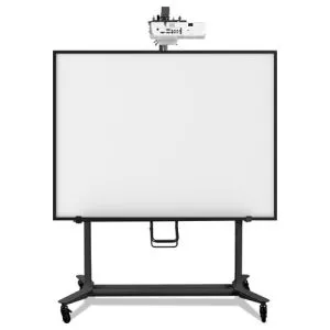 interactive board mobile stand with ultra-short throw projector arm and mounting plate, 76" x 26" x 70" to 80", black-BVCBI350420