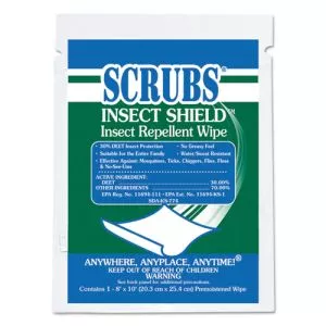 Insect Shield Insect Repellent Wipes, 8 x 10, Floral, 100/Carton-ITW91401